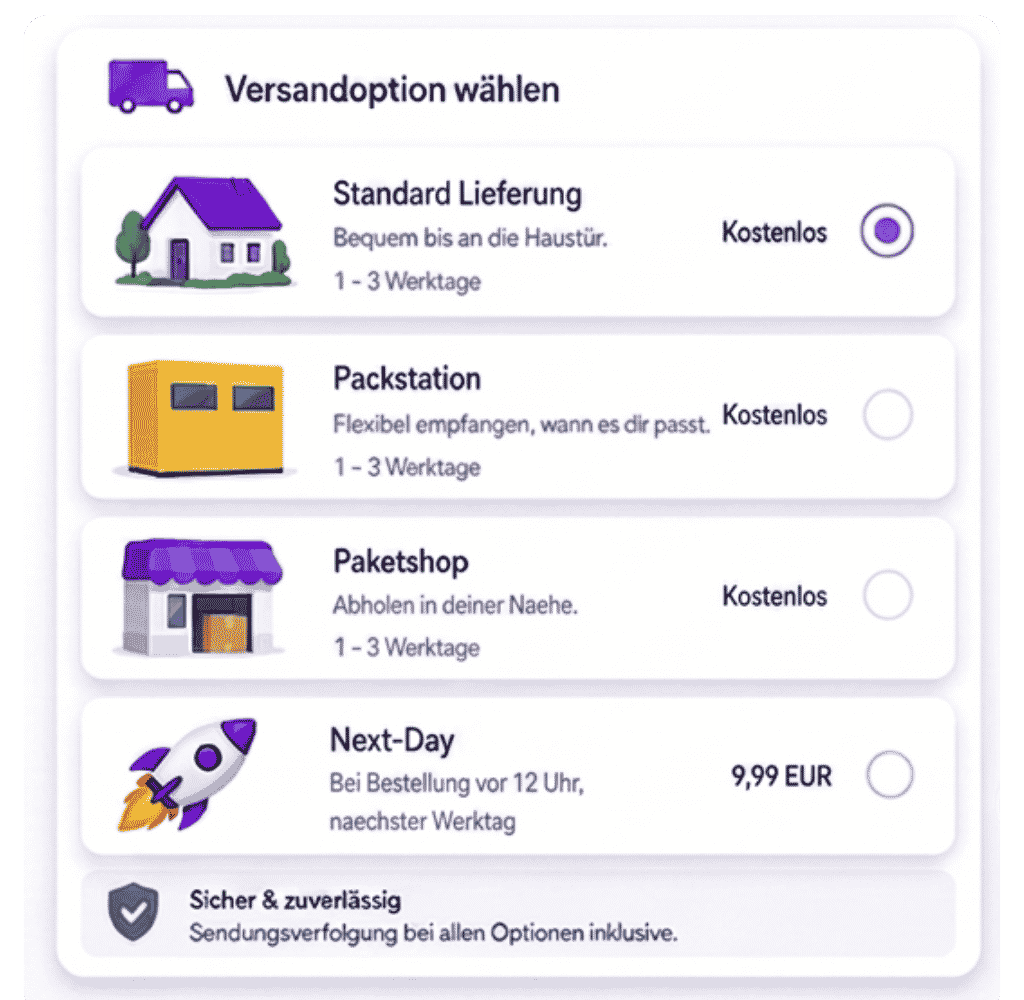 Versandoptionen im Checkout wählen