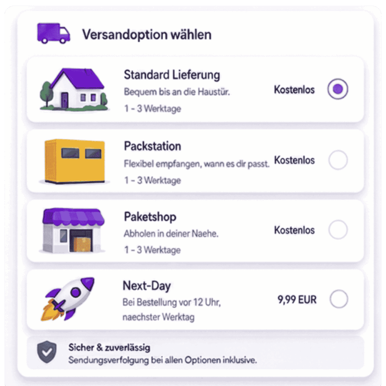 Versandoptionen im Checkout wählen